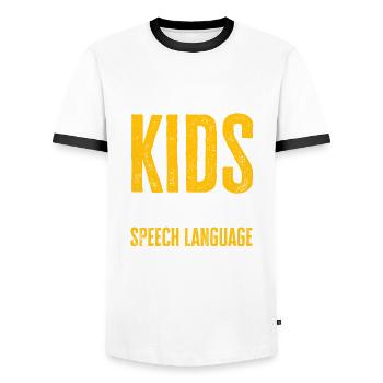 Speech therapist, speech therapist, speech therapist - Men's Ringer Shirt - white/black - Front - AI Model Female 172 light (172cm) & AI Model Male 178 dark (178cm)