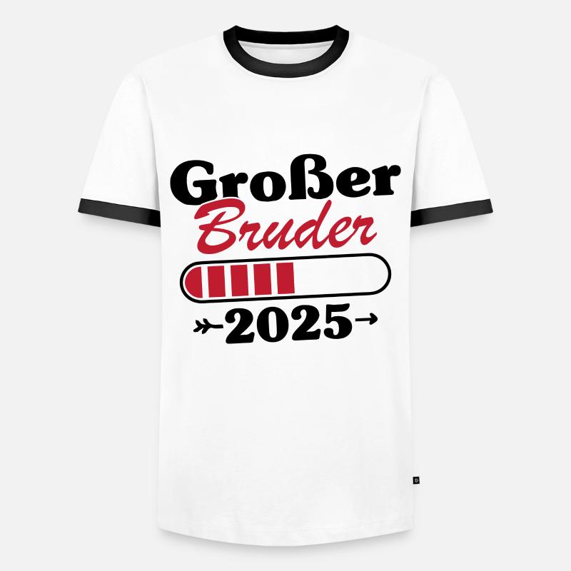 Großer Bruder Loading 2025 - Männer Kontrast-T-Shirt - Weiß/Schwarz