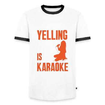 Chanteur de karaoké Chanteur de karaoké Musique - T-shirt contrasté Homme - blanc/noir - Devant - AI Model Female 172 light (172cm) & AI Model Male 178 dark (178cm)