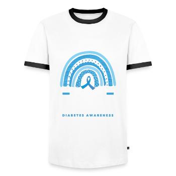 T1D Diabetes Typ 1 Diabetiker Geschenk - Männer Kontrast-T-Shirt - Weiß/Schwarz - Vorne - AI Model Female 172 light (172cm) & AI Model Male 178 dark (178cm)