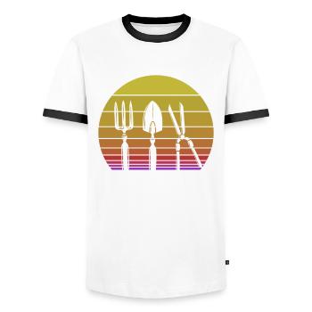 Gardener, Gardener, Gardener, Hobby Gardener, Plants - Men's Ringer Shirt - white/black - Front - AI Model Female 172 light (172cm) & AI Model Male 178 dark (178cm)