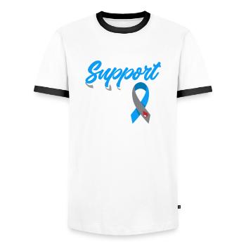 T1D Diabetes Typ 1 Diabetiker Geschenk - Männer Kontrast-T-Shirt - Weiß/Schwarz - Vorne - AI Model Female 172 light (172cm) & AI Model Male 178 dark (178cm)