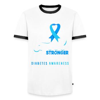 T1D Diabetes Type 1 Diabetic Gift - Men's Ringer Shirt - white/black - Front - AI Model Female 172 light (172cm) & AI Model Male 178 dark (178cm)