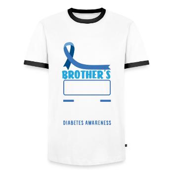T1D Diabetes Type 1 Diabetic Gift - Men's Ringer Shirt - white/black - Front - AI Model Female 172 light (172cm) & AI Model Male 178 dark (178cm)