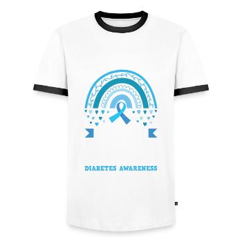 T1D Diabetes Type 1 Diabetic Gift - Men's Ringer Shirt - white/black - Front - AI Model Female 172 light (172cm) & AI Model Male 178 dark (178cm)