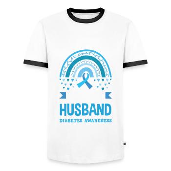 T1D Diabetes Type 1 Diabetic Gift - Men's Ringer Shirt - white/black - Front - AI Model Female 172 light (172cm) & AI Model Male 178 dark (178cm)