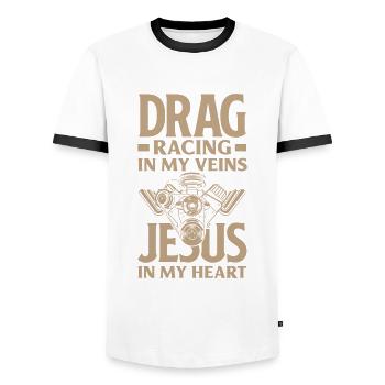 Funny Car Racing Car Racing Gift - Men's Ringer Shirt - white/black - Front - AI Model Female 172 light (172cm) & AI Model Male 178 dark (178cm)