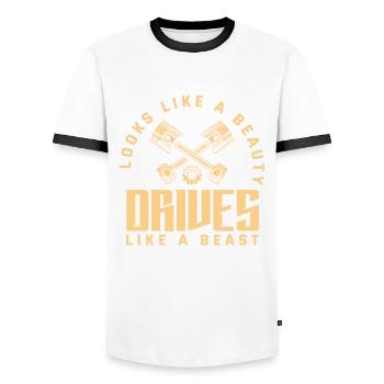 Funny Car Racing Car Racing Gift - Men's Ringer Shirt - white/black - Front - AI Model Female 172 light (172cm) & AI Model Male 178 dark (178cm)