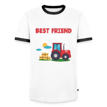 Best Friend From Birthday Boy Tractor - Men's Ringer Shirt - white/black - Front - AI Model Female 172 light (172cm) & AI Model Male 178 dark (178cm)