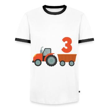 3. Geburtstag Traktor 3 Jahre Geburtstagsshirt - Männer Kontrast-T-Shirt - Weiß/Schwarz - Vorne - AI Model Female 172 light (172cm) & AI Model Male 178 dark (178cm)
