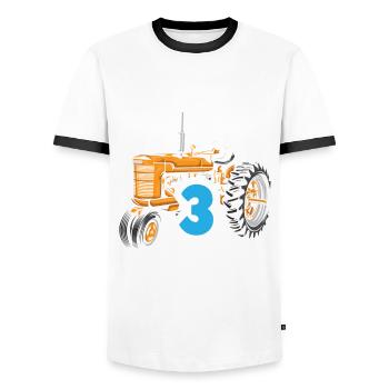 3. Geburtstag Traktor 3 Jahr Geburtstagsshirt - Männer Kontrast-T-Shirt - Weiß/Schwarz - Vorne - AI Model Female 172 light (172cm) & AI Model Male 178 dark (178cm)