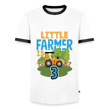 3. Geburtstag Traktor 3 Jahre Geburtstagsshirt - Männer Kontrast-T-Shirt - Weiß/Schwarz - Vorne - AI Model Female 172 light (172cm) & AI Model Male 178 dark (178cm)