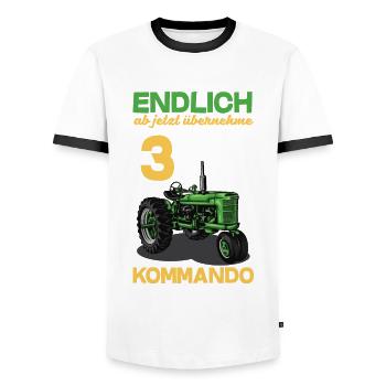 3. Geburtstag Traktor 3 Jahre Geburtstagsshirt - Männer Kontrast-T-Shirt - Weiß/Schwarz - Vorne - AI Model Female 172 light (172cm) & AI Model Male 178 dark (178cm)