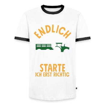 7e anniversaire tracteur 7 ans chemise d’anniversaire - T-shirt contrasté Homme - blanc/noir - Devant - AI Model Female 172 light (172cm) & AI Model Male 178 dark (178cm)