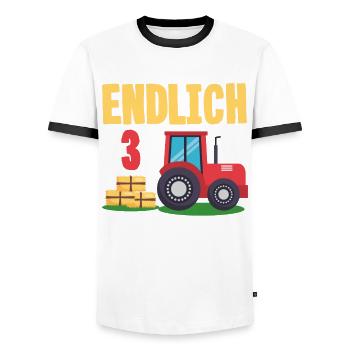 3. Geburtstag Traktor 3 Jahre Geburtstagsshirt - Männer Kontrast-T-Shirt - Weiß/Schwarz - Vorne - AI Model Female 172 light (172cm) & AI Model Male 178 dark (178cm)