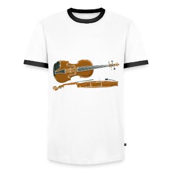 Geige Violine Geigenspieler Violinenspieler - Männer Kontrast-T-Shirt - Weiß/Schwarz - Vorne - AI Model Female 172 light (172cm) & AI Model Male 178 dark (178cm)