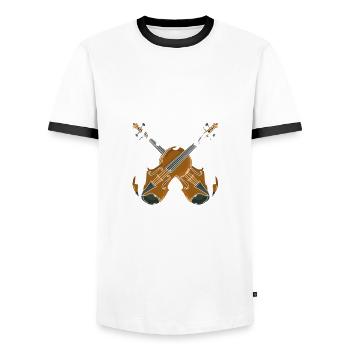 Geige Violine Geigenspieler Violinenspieler - Männer Kontrast-T-Shirt - Weiß/Schwarz - Vorne - AI Model Female 172 light (172cm) & AI Model Male 178 dark (178cm)