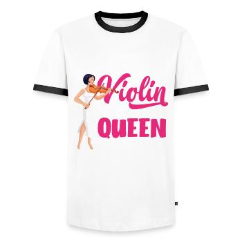 Geige Violine Geigenspieler Violinenspieler - Männer Kontrast-T-Shirt - Weiß/Schwarz - Vorne - AI Model Female 172 light (172cm) & AI Model Male 178 dark (178cm)