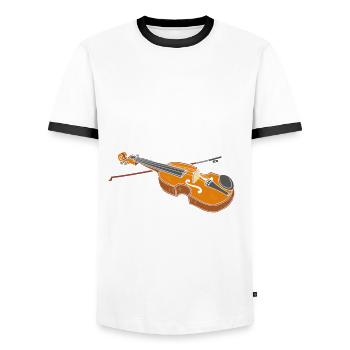Geige Violine Geigenspieler Violinenspieler - Männer Kontrast-T-Shirt - Weiß/Schwarz - Vorne - AI Model Female 172 light (172cm) & AI Model Male 178 dark (178cm)