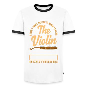 Violin Violin Violinist Violin Player - Men's Ringer Shirt - white/black - Front - AI Model Female 172 light (172cm) & AI Model Male 178 dark (178cm)