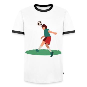 7. Geburtstag 7 Jahre Fußball Fußballspieler - Männer Kontrast-T-Shirt - Weiß/Schwarz - Vorne - AI Model Female 172 light (172cm) & AI Model Male 178 dark (178cm)