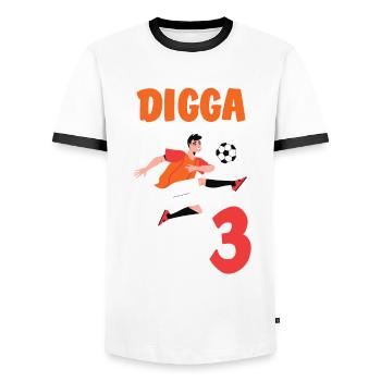 3rd Birthday 3 Years Soccer Soccer Player - Men's Ringer Shirt - white/black - Front - AI Model Female 172 light (172cm) & AI Model Male 178 dark (178cm)