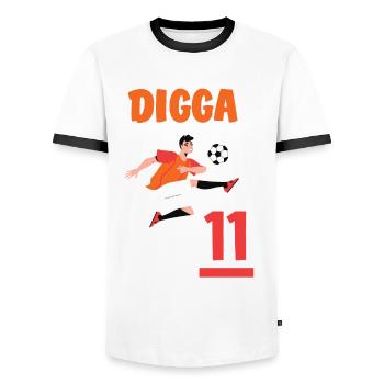 11. Geburtstag 11 Jahre Fußball Fußballspieler - Männer Kontrast-T-Shirt - Weiß/Schwarz - Vorne - AI Model Female 172 light (172cm) & AI Model Male 178 dark (178cm)
