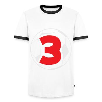 3rd Birthday 3 Years Soccer Soccer Player - Men's Ringer Shirt - white/black - Front - AI Model Female 172 light (172cm) & AI Model Male 178 dark (178cm)