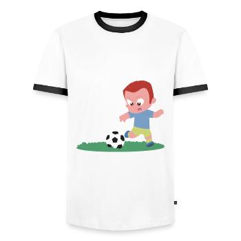 12th Birthday 12 Years Soccer Soccer Player - Men's Ringer Shirt - white/black - Front - AI Model Female 172 light (172cm) & AI Model Male 178 dark (178cm)