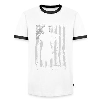 Geige Violine Geigenspieler Violinenspieler - Männer Kontrast-T-Shirt - Weiß/Schwarz - Vorne - AI Model Female 172 light (172cm) & AI Model Male 178 dark (178cm)