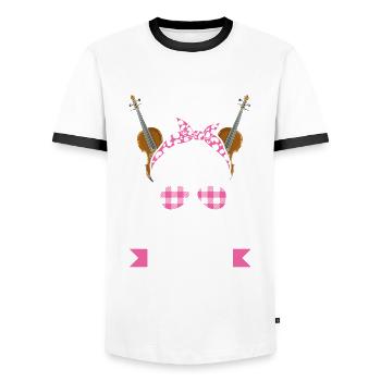 Geige Violine Geigenspieler Violinenspieler - Männer Kontrast-T-Shirt - Weiß/Schwarz - Vorne - AI Model Female 172 light (172cm) & AI Model Male 178 dark (178cm)