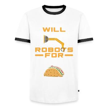 Programmeur de robots robotiques - T-shirt contrasté Homme - blanc/noir - Devant - AI Model Female 172 light (172cm) & AI Model Male 178 dark (178cm)