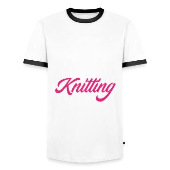 Lustiges Stricken Stricknadel Geschenk - Männer Kontrast-T-Shirt - Weiß/Schwarz - Vorne - AI Model Female 172 light (172cm) & AI Model Male 178 dark (178cm)