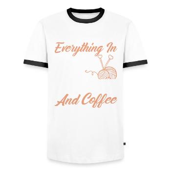Funny Knitting Knitting Needle Gift - Men's Ringer Shirt - white/black - Front - AI Model Female 172 light (172cm) & AI Model Male 178 dark (178cm)