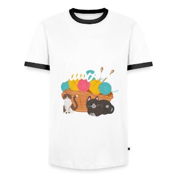 Lustiges Stricken Stricknadel Geschenk - Männer Kontrast-T-Shirt - Weiß/Schwarz - Vorne - AI Model Female 172 light (172cm) & AI Model Male 178 dark (178cm)