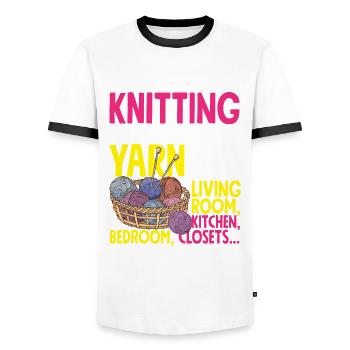Funny Knitting Knitting Needle Gift - Men's Ringer Shirt - white/black - Front - AI Model Female 172 light (172cm) & AI Model Male 178 dark (178cm)