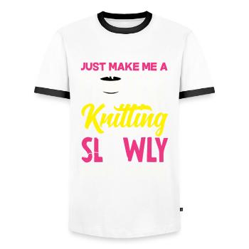 Funny Knitting Knitting Needle Gift - Men's Ringer Shirt - white/black - Front - AI Model Female 172 light (172cm) & AI Model Male 178 dark (178cm)