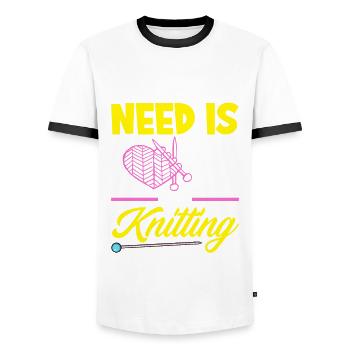 Funny Knitting Knitting Needle Gift - Men's Ringer Shirt - white/black - Front - AI Model Female 172 light (172cm) & AI Model Male 178 dark (178cm)