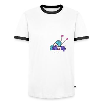 Lustiges Stricken Stricknadel Geschenk - Männer Kontrast-T-Shirt - Weiß/Schwarz - Vorne - AI Model Female 172 light (172cm) & AI Model Male 178 dark (178cm)