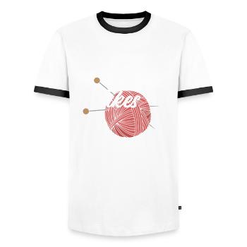 Lustiges Stricken Stricknadel Geschenk - Männer Kontrast-T-Shirt - Weiß/Schwarz - Vorne - AI Model Female 172 light (172cm) & AI Model Male 178 dark (178cm)
