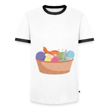 Lustiges Stricken Stricknadel Geschenk - Männer Kontrast-T-Shirt - Weiß/Schwarz - Vorne - AI Model Female 172 light (172cm) & AI Model Male 178 dark (178cm)