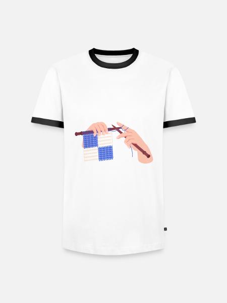 Funny Knitting Knitting Needle Gift - Men's Ringer Shirt - white/black