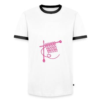 Lustiges Stricken Stricknadel Geschenk - Männer Kontrast-T-Shirt - Weiß/Schwarz - Vorne - AI Model Female 172 light (172cm) & AI Model Male 178 dark (178cm)