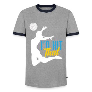Lustiges Volleyball Geschenk - Männer Kontrast-T-Shirt - Grau/Navy  - Vorne - AI Model Female 172 light (172cm) & AI Model Male 178 light (178cm)