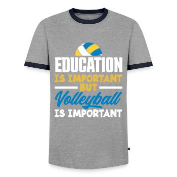 Lustiges Volleyball Geschenk - Männer Kontrast-T-Shirt - Grau/Navy  - Vorne - AI Model Female 172 light (172cm) & AI Model Male 178 light (178cm)