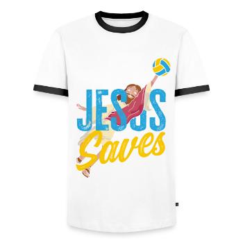Lustiges Volleyball Geschenk - Männer Kontrast-T-Shirt - Weiß/Schwarz - Vorne - AI Model Female 172 light (172cm) & AI Model Male 178 dark (178cm)