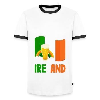 Funny Irishman Ireland Gift - Men's Ringer Shirt - white/black - Front - AI Model Female 172 light (172cm) & AI Model Male 178 dark (178cm)