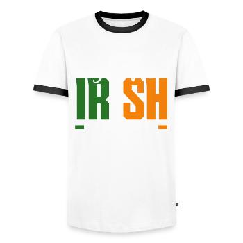 Funny Irishman Ireland Gift - Men's Ringer Shirt - white/black - Front - AI Model Female 172 light (172cm) & AI Model Male 178 dark (178cm)
