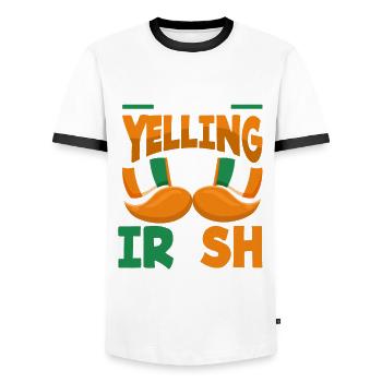 Funny Irishman Ireland Gift - Men's Ringer Shirt - white/black - Front - AI Model Female 172 light (172cm) & AI Model Male 178 dark (178cm)
