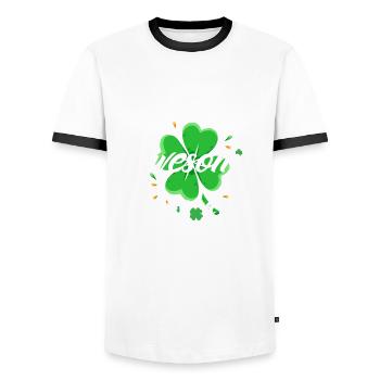 Funny Irishman Ireland Gift - Men's Ringer Shirt - white/black - Front - AI Model Female 172 light (172cm) & AI Model Male 178 dark (178cm)